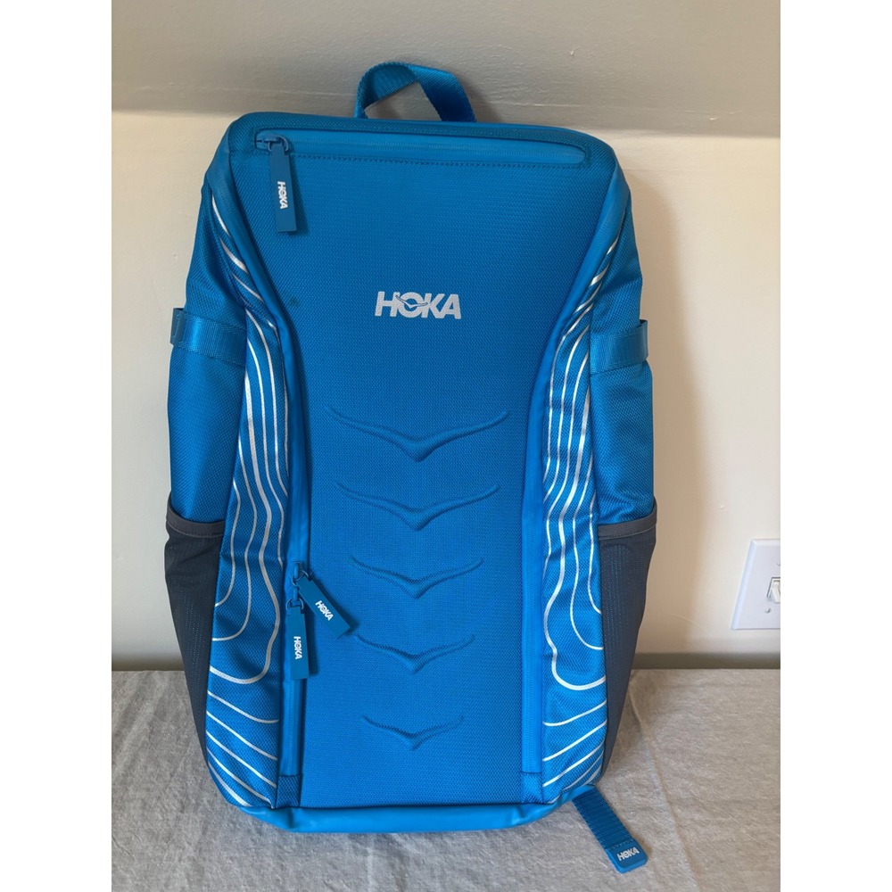 Hoka One One Performance Backpack Cyan Blue Reflective Athletic Laptop Bag